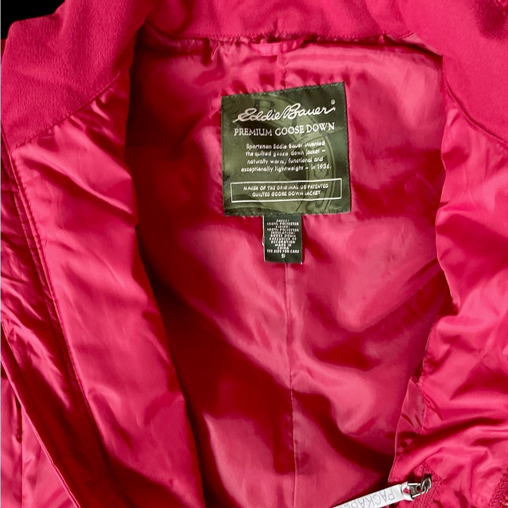 Eddie Bauer Women's Premium Goose Down Red Vest - Picture 6 of 9
